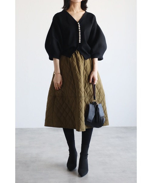 Bonjour Sagan（ボンジュールサガン）の「ビッグパールボタンカーディガン（カーディガン/ボレロ・レディース・ブラック/グリーン/アイボリー・FREE）」の13枚目の写真