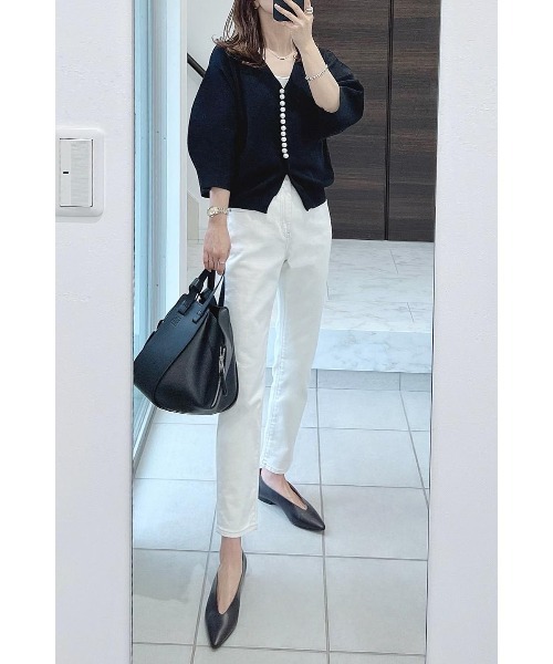 Bonjour Sagan（ボンジュールサガン）の「ビッグパールボタンカーディガン（カーディガン/ボレロ・レディース・ブラック/グリーン/アイボリー・FREE）」の19枚目の写真