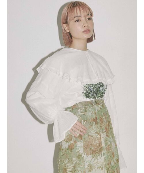 merry jenny（メリージェニー）の「short linen collar tops（その他トップス・レディース・オフホワイト/ブラック/グリーン・FREE）」の2枚目の写真