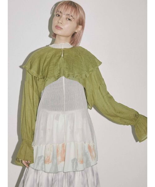 merry jenny（メリージェニー）の「short linen collar tops（その他トップス・レディース・オフホワイト/ブラック/グリーン・FREE）」の9枚目の写真