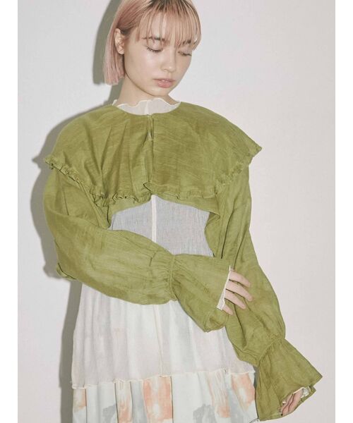 merry jenny（メリージェニー）の「short linen collar tops（その他トップス・レディース・オフホワイト/ブラック/グリーン・FREE）」の10枚目の写真