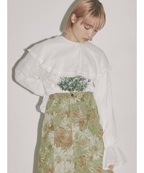 merry jenny（メリージェニー）の「short linen collar tops（その他トップス・レディース・オフホワイト/ブラック/グリーン・FREE）」の12枚目の写真