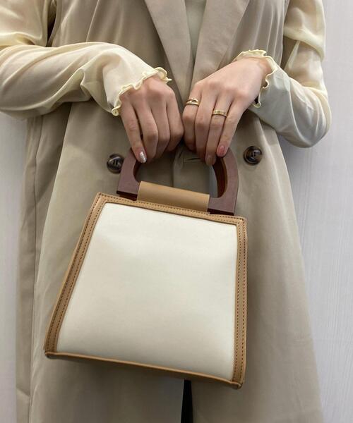 INGNI(イング)の「ウッドハンドルショルダーBAG(トートバッグ・レディース・ベージュ系2/イエロー系1・ONE SIZE)」の10枚目の写真