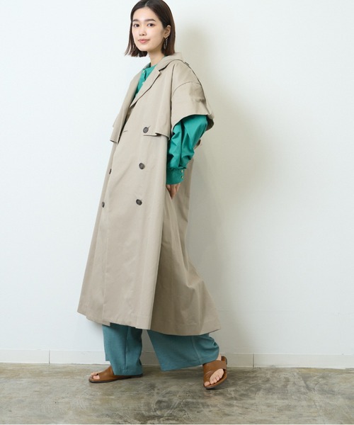 HERENCIA（ヘレンチア）の「高密度ツイル ショートスリーブ トレンチコート（トレンチコート・レディース・ブラック/アイボリー/ダークベージュ・MEDIUM）」の3枚目の写真