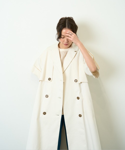 HERENCIA（ヘレンチア）の「高密度ツイル ショートスリーブ トレンチコート（トレンチコート・レディース・ブラック/アイボリー/ダークベージュ・MEDIUM）」の22枚目の写真