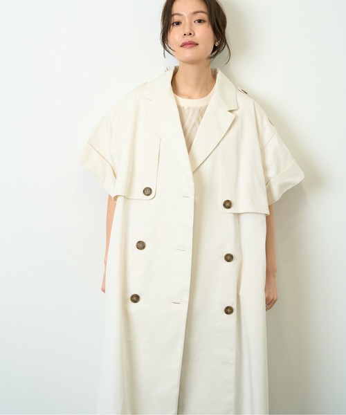 HERENCIA（ヘレンチア）の「高密度ツイル ショートスリーブ トレンチコート（トレンチコート・レディース・ブラック/アイボリー/ダークベージュ・MEDIUM）」の21枚目の写真