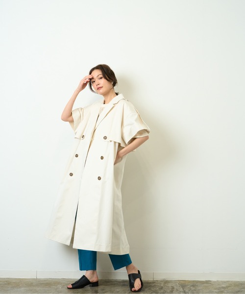HERENCIA（ヘレンチア）の「高密度ツイル ショートスリーブ トレンチコート（トレンチコート・レディース・ブラック/アイボリー/ダークベージュ・MEDIUM）」の9枚目の写真