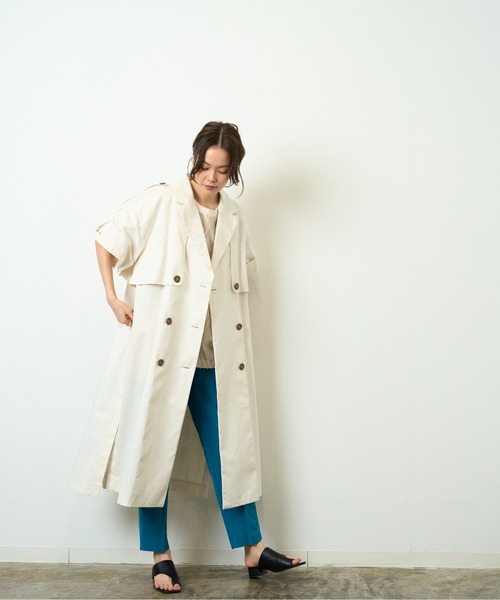 HERENCIA（ヘレンチア）の「高密度ツイル ショートスリーブ トレンチコート（トレンチコート・レディース・ブラック/アイボリー/ダークベージュ・MEDIUM）」の18枚目の写真