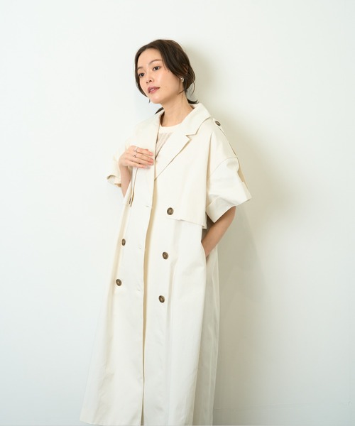 HERENCIA（ヘレンチア）の「高密度ツイル ショートスリーブ トレンチコート（トレンチコート・レディース・ブラック/アイボリー/ダークベージュ・MEDIUM）」の8枚目の写真