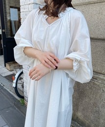 PUAL CE CIN | 綿テンセル配色ステッチワンピース(ワンピース)
