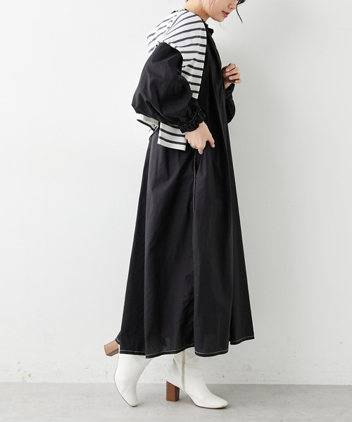 PUAL CE CIN(ピュアルセシン)の「綿テンセル配色ステッチワンピース(ワンピース・レディース・ホワイト/ブラック/ライラック・FREE)」の14枚目の写真