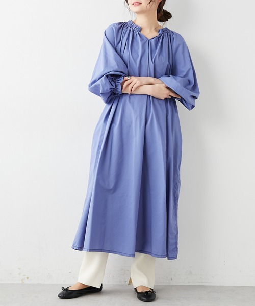 PUAL CE CIN(ピュアルセシン)の「綿テンセル配色ステッチワンピース(ワンピース・レディース・ホワイト/ブラック/ライラック・FREE)」の16枚目の写真