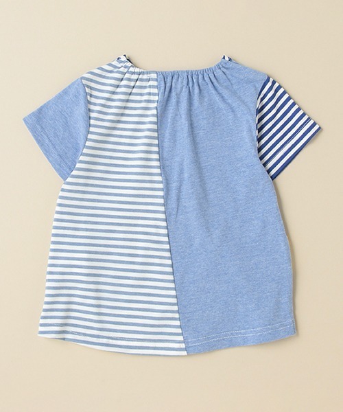 baby cheer(ベイビーチアー)の「ねこ切替半袖Tシャツ(Tシャツ/カットソー・キッズ・ピンク/ブルー・80cm/90cm/110cm/100cm/120cm)」の3枚目の写真