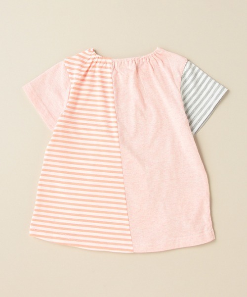 baby cheer(ベイビーチアー)の「ねこ切替半袖Tシャツ(Tシャツ/カットソー・キッズ・ピンク/ブルー・80cm/90cm/110cm/100cm/120cm)」の4枚目の写真