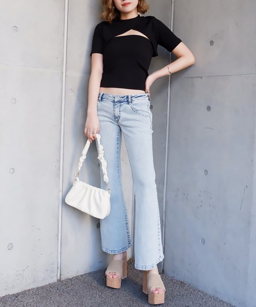 SPIRALGIRL（スパイラルガール）の「ローライズフレアデニム（デニムパンツ・レディース・ライトブルー/サックスブルー・SMALL/MEDIUM）」の14枚目の写真