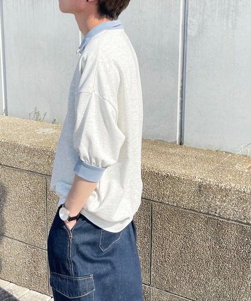 PairPair（ペアペア）の「バイカラーハーフジッププルオーバー(ユニセックス)（Tシャツ/カットソー・メンズ・サックスブルー/ピンク/イエロー・MEDIUM/LARGE）」の10枚目の写真