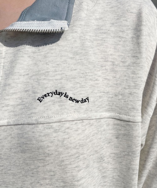 PairPair（ペアペア）の「バイカラーハーフジッププルオーバー(ユニセックス)（Tシャツ/カットソー・メンズ・サックスブルー/ピンク/イエロー・MEDIUM/LARGE）」の14枚目の写真