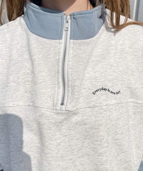 PairPair（ペアペア）の「バイカラーハーフジッププルオーバー(ユニセックス)（Tシャツ/カットソー・メンズ・サックスブルー/ピンク/イエロー・MEDIUM/LARGE）」の13枚目の写真