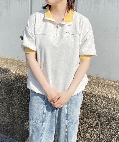 PairPair（ペアペア）の「バイカラーハーフジッププルオーバー(ユニセックス)（Tシャツ/カットソー・メンズ・サックスブルー/ピンク/イエロー・MEDIUM/LARGE）」の17枚目の写真