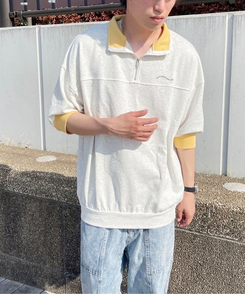 PairPair（ペアペア）の「バイカラーハーフジッププルオーバー(ユニセックス)（Tシャツ/カットソー・メンズ・サックスブルー/ピンク/イエロー・MEDIUM/LARGE）」の21枚目の写真