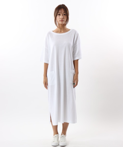 HANES（ヘインズ）の「【Hanes/ヘインズ】レディース HANES UNDIES リサイクルコットン2wayネックドレス（ワンピース・レディース・ホワイト/ブラック/グリーン系その他・FREE）」の2枚目の写真