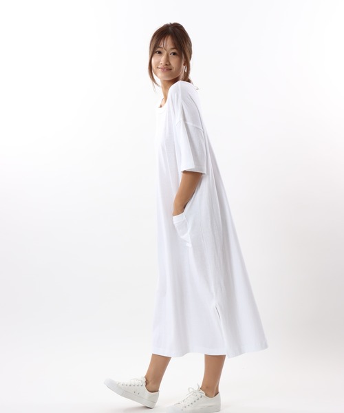 HANES（ヘインズ）の「【Hanes/ヘインズ】レディース HANES UNDIES リサイクルコットン2wayネックドレス（ワンピース・レディース・ホワイト/ブラック/グリーン系その他・FREE）」の20枚目の写真