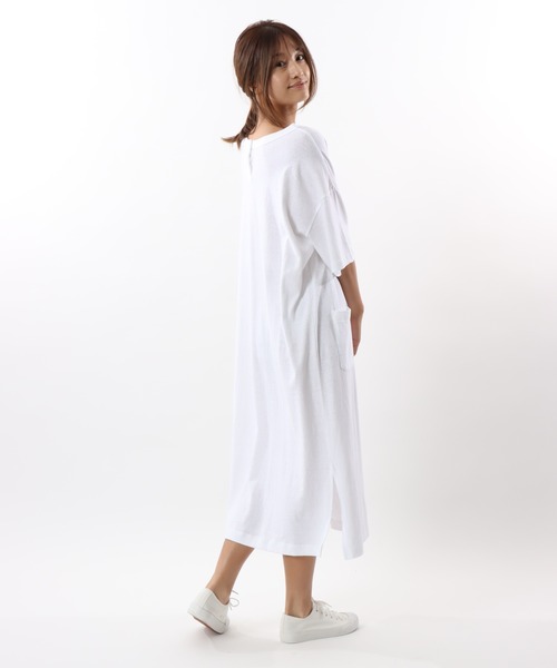 HANES（ヘインズ）の「【Hanes/ヘインズ】レディース HANES UNDIES リサイクルコットン2wayネックドレス（ワンピース・レディース・ホワイト/ブラック/グリーン系その他・FREE）」の8枚目の写真