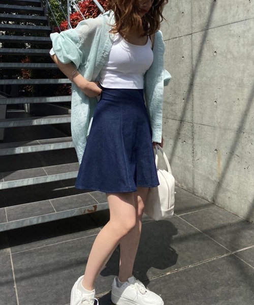 one after another NICE CLAUP（ワンアフターアナザーナイスクラップ）の「肩あきマルチシアーシャツ（シャツ/ブラウス・レディース・アイボリー/オフホワイト/グリーン系その他/ブルー系その他2/ピンク/オレンジ/ピンク系その他/ブラウン系その他/サックスブルー系・FREE）」の14枚目の写真