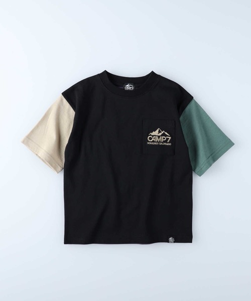 CAMP7（キャンプセブン）の「【CAMP7】ポケットＴシャツ（Tシャツ/カットソー・キッズ・レッド/グリーン/オフホワイト/ベージュ/ブラック×ブルー/ブラック・120/150/105/160/130/140）」の5枚目の写真