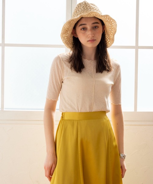 セール】シアーリブ2WAYメロートップス（Tシャツ/カットソー）｜ANGIE