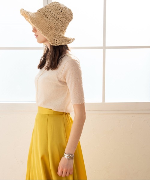 ANGIE（アンジー）の「シアーリブ2WAYメロートップス（Tシャツ/カットソー・レディース・ブラック/オフホワイト/オレンジ/ライトパープル/ケリー・FREE）」の18枚目の写真