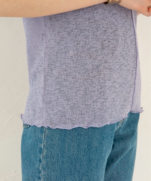 ANGIE（アンジー）の「シアーリブ2WAYメロートップス（Tシャツ/カットソー・レディース・ブラック/オフホワイト/オレンジ/ライトパープル/ケリー・FREE）」の17枚目の写真