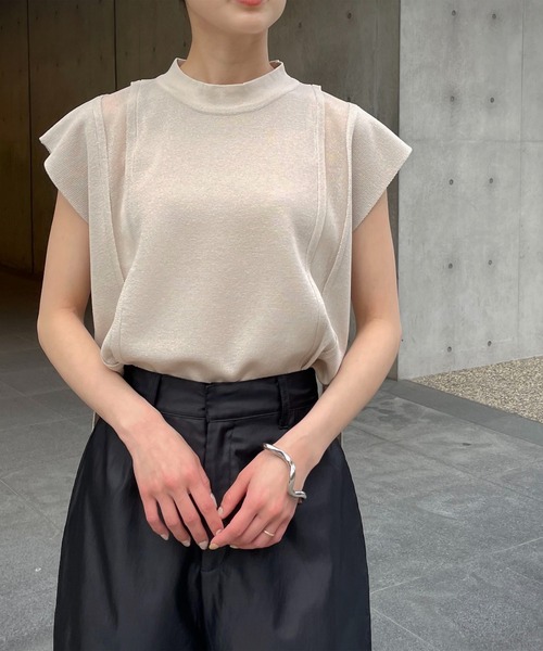 &g'aime（アンジェム）の「【&g’aime】サイドシアーニット（ニット/セーター・レディース・ホワイト/チャコール/グリーン/ブルー・FREE）」の5枚目の写真