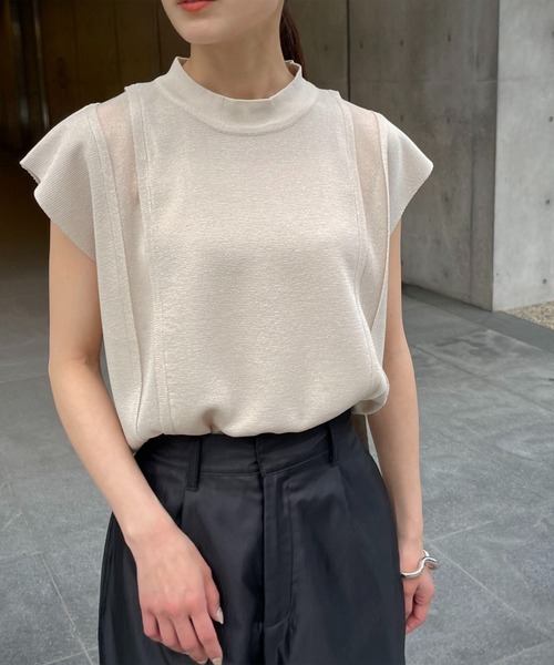 &g'aime（アンジェム）の「【&g’aime】サイドシアーニット（ニット/セーター・レディース・ホワイト/チャコール/グリーン/ブルー・FREE）」の7枚目の写真