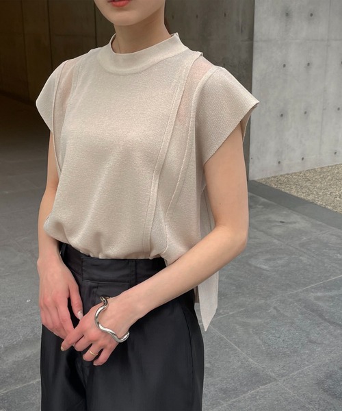 &g'aime（アンジェム）の「【&g’aime】サイドシアーニット（ニット/セーター・レディース・ホワイト/チャコール/グリーン/ブルー・FREE）」の6枚目の写真