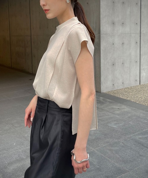 &g'aime（アンジェム）の「【&g’aime】サイドシアーニット（ニット/セーター・レディース・ホワイト/チャコール/グリーン/ブルー・FREE）」の9枚目の写真