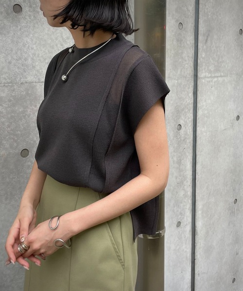 &g'aime（アンジェム）の「【&g’aime】サイドシアーニット（ニット/セーター・レディース・ホワイト/チャコール/グリーン/ブルー・FREE）」の16枚目の写真