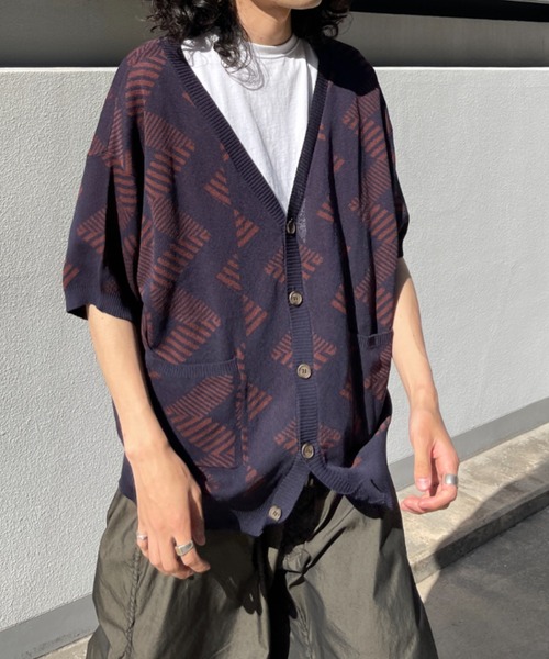 CPCM（シーピーシーエム）の「アソート柄半袖カーディガン（カーディガン/ボレロ・メンズ・チャコールグレー/ネイビー/グレー/グリーン系その他・MEDIUM/LARGE）」の7枚目の写真