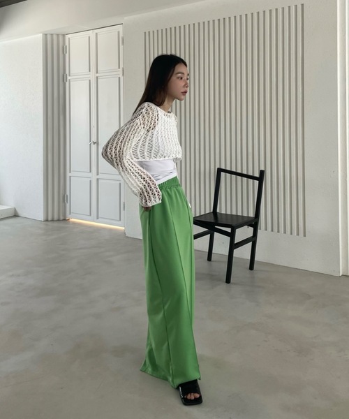 Didot.showroom（ディドット ショールーム）の「クロップド丈クロッシェ編みニット（ニット/セーター・レディース・ホワイト/ブラック/ミント・FREE）」の16枚目の写真