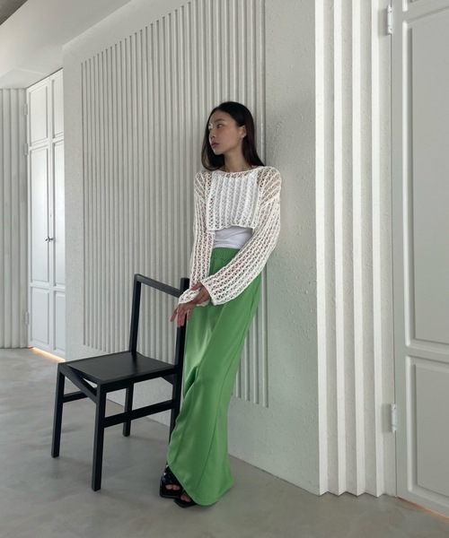 Didot.showroom（ディドット ショールーム）の「クロップド丈クロッシェ編みニット（ニット/セーター・レディース・ホワイト/ブラック/ミント・FREE）」の18枚目の写真