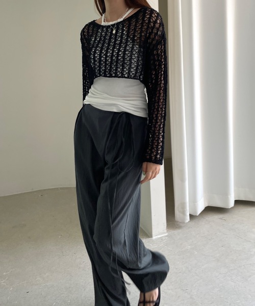 Didot.showroom（ディドット ショールーム）の「クロップド丈クロッシェ編みニット（ニット/セーター・レディース・ホワイト/ブラック/ミント・FREE）」の15枚目の写真