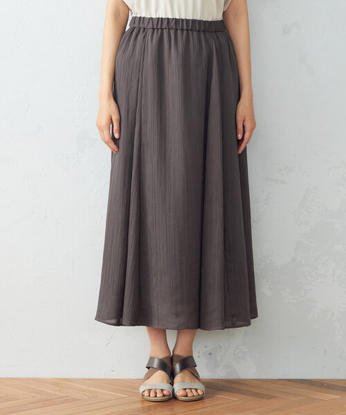 シフォン楊柳切替ギャザースカート