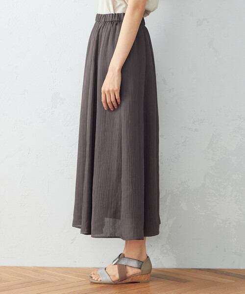 シフォン楊柳切替ギャザースカート