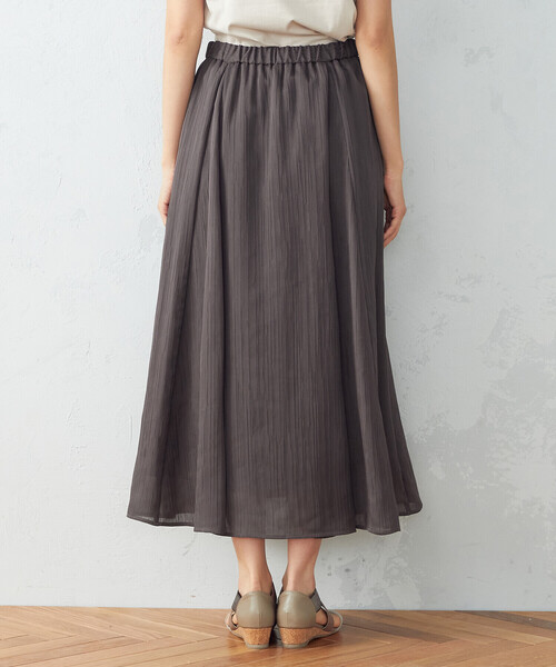 シフォン楊柳切替ギャザースカート