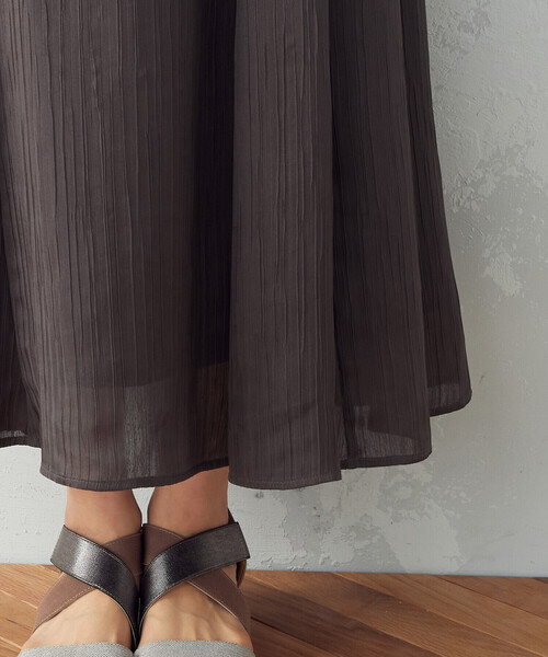 COMME CA ISM(コムサイズム)の「シフォン楊柳 切替 ギャザースカート(スカート・レディース・ダークブラウン/オフホワイト/カーキ/チャコール・S/M/L)」の17枚目の写真