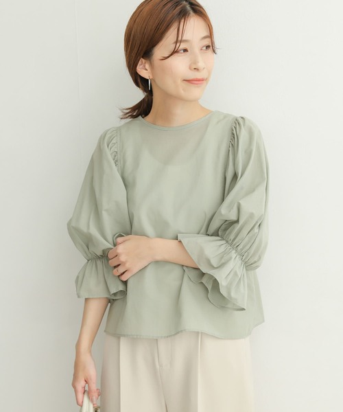 URBAN RESEARCH DOORS（アーバンリサーチドアーズ）の「ギャザースリーブブラウス（シャツ/ブラウス・レディース・ブラック/ミント/グレー系その他・MEDIUM）」の5枚目の写真