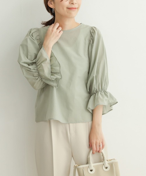 URBAN RESEARCH DOORS（アーバンリサーチドアーズ）の「ギャザースリーブブラウス（シャツ/ブラウス・レディース・ブラック/ミント/グレー系その他・MEDIUM）」の7枚目の写真