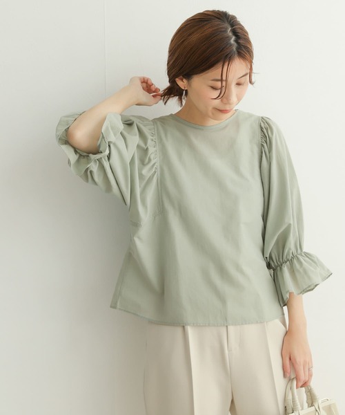 URBAN RESEARCH DOORS（アーバンリサーチドアーズ）の「ギャザースリーブブラウス（シャツ/ブラウス・レディース・ブラック/ミント/グレー系その他・MEDIUM）」の8枚目の写真