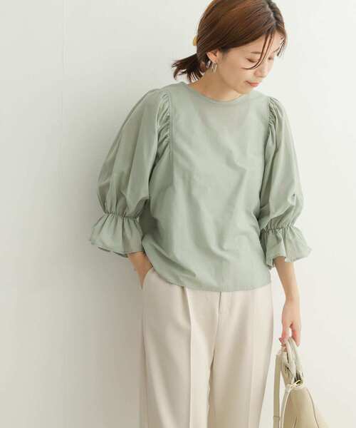 URBAN RESEARCH DOORS（アーバンリサーチドアーズ）の「ギャザースリーブブラウス（シャツ/ブラウス・レディース・ブラック/ミント/グレー系その他・MEDIUM）」の9枚目の写真