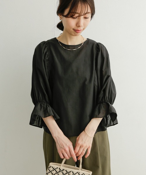 URBAN RESEARCH DOORS（アーバンリサーチドアーズ）の「ギャザースリーブブラウス（シャツ/ブラウス・レディース・ブラック/ミント/グレー系その他・MEDIUM）」の19枚目の写真